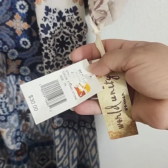 World Unity Woman boho print blouse size 2X NWT - Picture 3 of 9